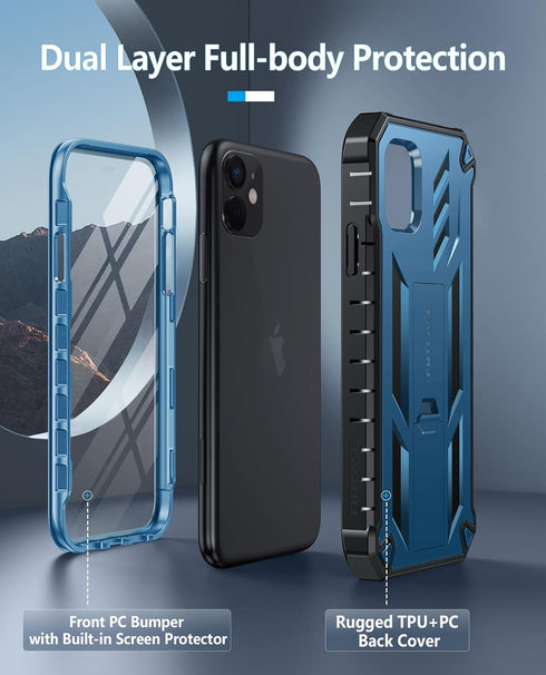 FNTCASE for iPhone 11 Phone Case: for iPhone XR case with Kickstand Shockproof Military Grade Protective Cover - Dual Layer Full Protection Sturdy...