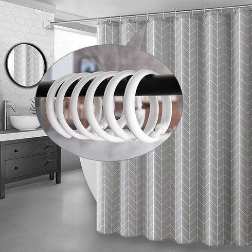 Qulable Shower Curtain Rings-12 Pack- Plastic Shower Curtain Hooks O-Shaped Rings Hook Glide Easily on Bathroom Shower Rod(White)...