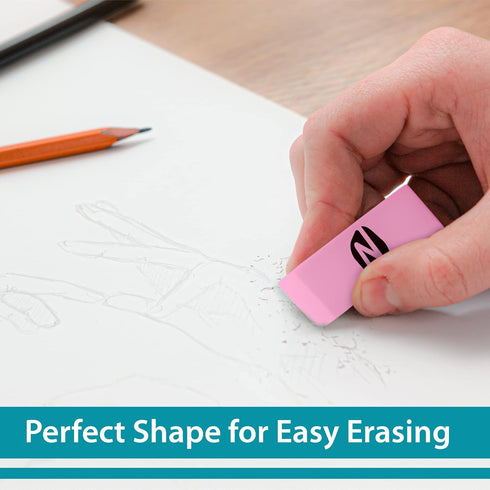 Noverbee Erasers, Pink Erasers. Erasers for Pencils 24 Pk. Erasers for Kids, Erasers Bulk for School Supplies, Art, and Office Use. Latex- Free pe...