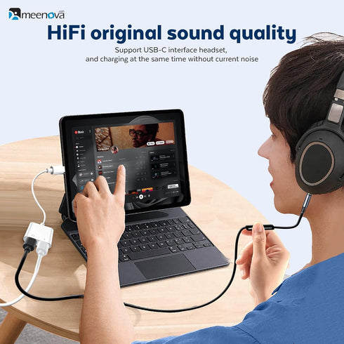 USB C Splitter 1 in 2 Out, Dual USB C Headphone and 60W Charger Adapter, Type C Audio Adapter with Fast Charging Dongle Compatible with iPhone 15,...