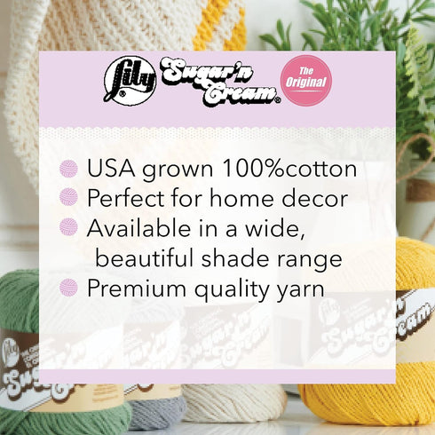 Lily Sugar 'N Cream The Original Solid Yarn, 2.5oz, Medium 4 Gauge, 100% Cotton - Country Yellow - Machine Wash & Dry...