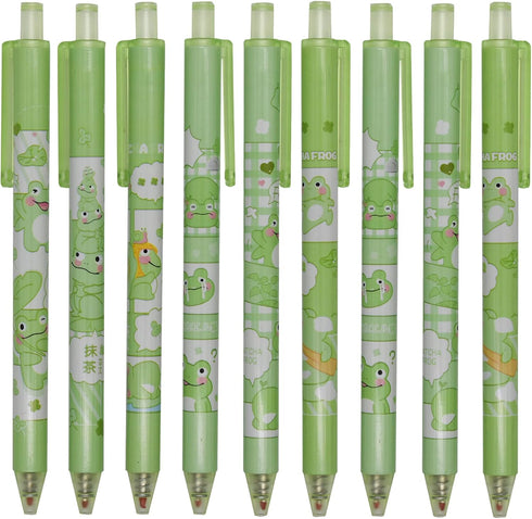 Maydahui 12PCS Green Matcha Frog Gel Pens Cute Cartoon Animal Pen Retractable Printing Pens Black Ink for Office School Party...
