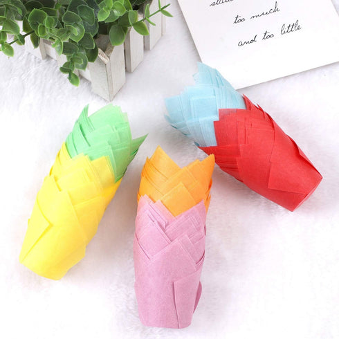 Ruisita 150 Pieces Mini Baking Cups Tulip Baking Cups Cupcake Liners Muffin Liners for Wedding, Birthday, Baby Shower Parties, 6 Colors (Multicolo...