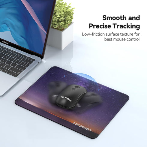 TECKNET Mouse Mat 270 x 210 x 3 mm Gaming Mouse Pad, Non-Slip Rubber Base, Waterproof Surface, Stitched Edges Mouse pad, Compatible with Laser and...