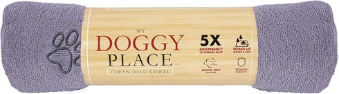 My Doggy Place - Super Absorbent Microfiber Towel - Dog Bathing Supplies - Microfiber Drying Towel - Washer Safe - Violet with Paw Print - 45 x 28...