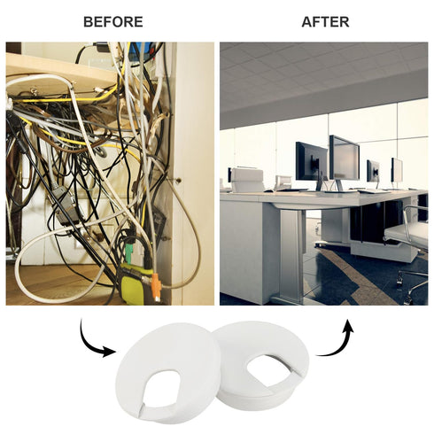 20 Pack 2 Inch/50mm Round Plastic Desk Grommets, White Wire Organizer Caps, PC Computer Port Cable Hole Cover Plug Bushings, Perfect for Hide Data...