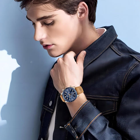 BENYAR Mens Watches Quartz Chronograph Business Luxury Brand Waterproof Wristwatches Fashion Brown Leather Watches for Men...