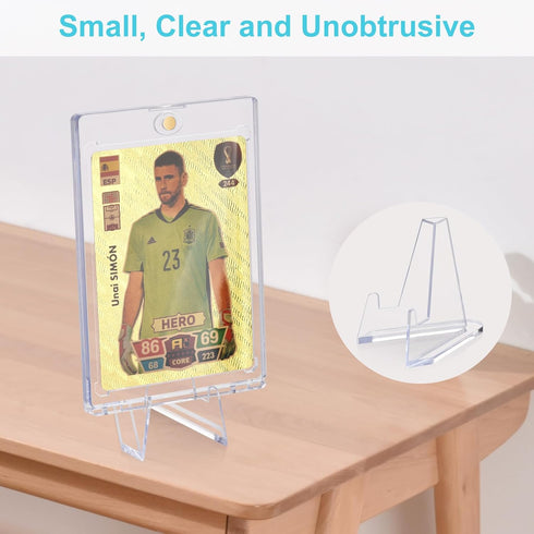 30 Packs Card Display Stand, Sturdy and Stable, Premium Acrylic Sports Card Holder, Versatile Use, Clear Mini Easel Stand, for Challenge Coins PSA...