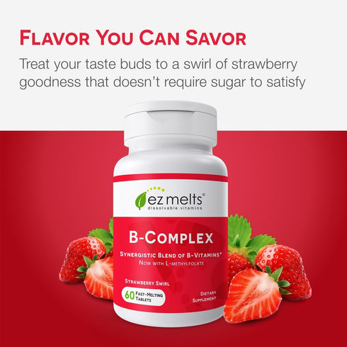 EZ Melts Dissolvable Vitamin B-Complex with Methyl B12 and Methyl Folate, Sugar-Free, 2-Month Supply...