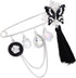 Black Enamel Crystal Butterfly Large Safety Pins Brooch with Tassel Camellia Pearl Charm 3.2" L...
