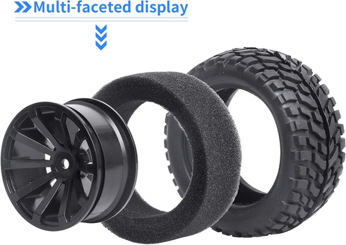 12mm hex rc Wheels and Tires 1/10 On Road Rally Tires Height 2.99 inch / 76mm (Set of 4)...