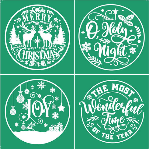 JAJADO Silk Screen Transfers Joy Merry Christmas Silk Screen Stencils Holy Night Adhesive Stencils for Painting on Canvas/Envelopes/Card/Wood Door...