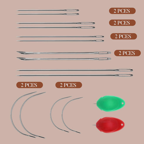 PAFUWEI Sewing Needles Kit,14 Pcs Multifunctional Embroidery Needles with 2 Needle Threaders Heavy Duty Hand Sewing Darning Needle for Upholstery ...