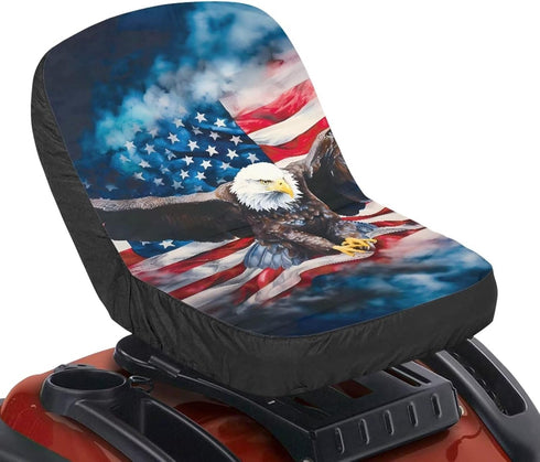 American Flag Eagle Riding Lawn Mower Seat Cover Durable Tractor Seat Cushion,Universal Lawn Tractor Cover Medium Size,Easy to Install...