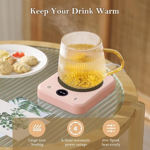 Coffee Mug Warmer for Desk, Coffee Cup Warmer, Candle Warmer for Office, Home and Travel 3 Temp Setting (Pink)...