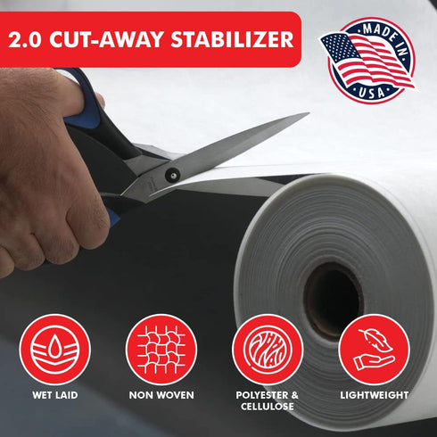 Superpunch Cutaway 2.0 Oz Stabilizer For Embroidery Machines - 12" x 10 yards roll, White SuperStable Machine Embroidery Stabilizer Backing, Cut A...