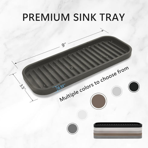 Gosmol Silicone Sponge Holder Kitchen Sink Organizer Tray Dish Caddy Soap Dispenser, Scrubber Spoon Holder,Dishwashing Accessories 2 Pack (Brown)...