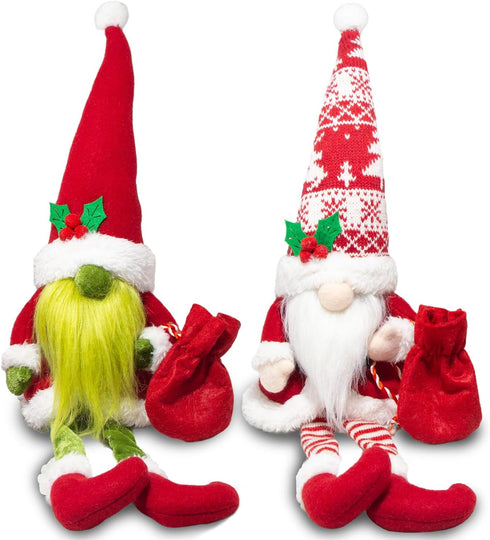 2PCS Christmas Gnomes Decorations for Home Holiday Party Gifts Elf Santa Gnome Ornaments Tiered Tray Decor...