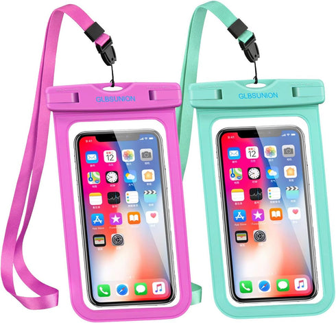 Universal Waterproof Pouch, 2-Pack Waterproof Phone Lanyard Case Neck Strap Dry Bag for iPhone 15 14 13 12 11 Pro Plus Max Galaxy S24 S23 S22 Goog...