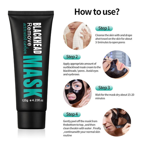Peel Off Face Mask, Blackhead Remover Mask Activated Charcoal Black Mask, Purifying Blackhead Mask Peel Off Face Mask for Nose Pores Acne Blackhea...