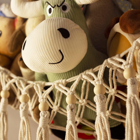 Stuffed Animal Toy Storage Hammock with LED Light - Macrame Jumbo Doll Corner Stuff Animals Organizer Decorations - Cute Hanging Plushie Net Kids ...