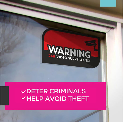 Security Camera Sticker CCTV Warning, Pack of 10 - UV & Weather Resistant Decal Label for Home, Windows, Car, & Office - Deter Criminals & Avoid T...