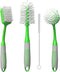 Dish Brush Set of 4 with Bottle Water Brush, Scrub Brush and Scrubber Brush - Kitchen Scrub Brushes Ergonomic Non Slip Long Handle for Cleaning Cl...