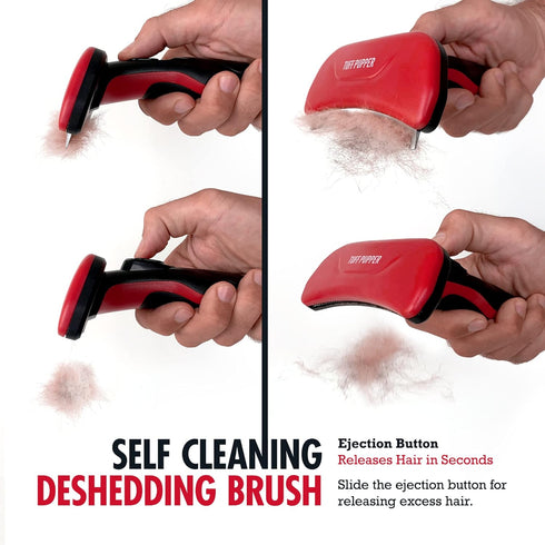 Tuff Pupper Self Cleaning Slicker Brush For Dogs & Cats | One Button Auto Clean | The Ultimate Pet Brush for Removing Loose Fur | Reduces Shedding...