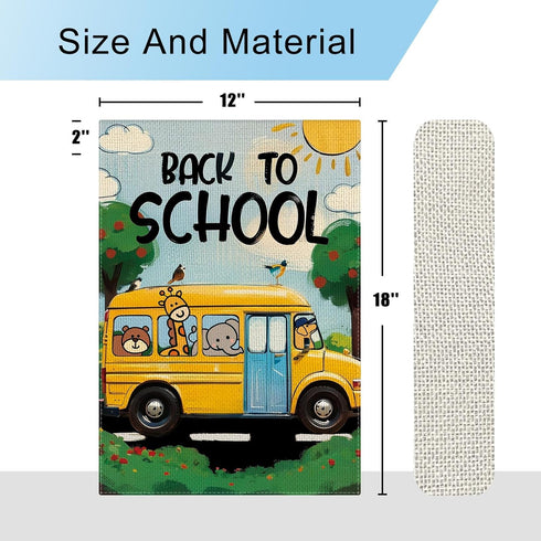Back to School Garden Flag School Bus Animals Flag 12×18 Inch Double Sided Buffalo Plaid Fall Farmhouse Yard Flag Seasonal Outdoor Decor...