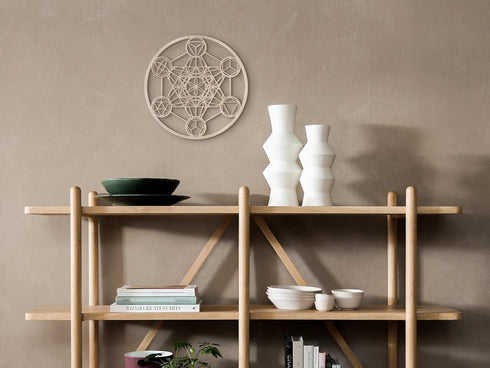 Fourth Level MFG 12" Platonic Solids, Sacred Geometry Wood Wall Art, Universe Elements Symbol, Zen Home Decoration for Yoga and Meditation, Good E...