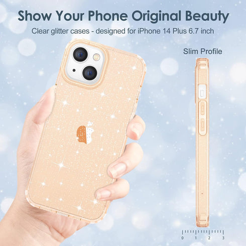 Hython Case for iPhone 14 Plus Case Glitter, Cute Sparkly Clear Glitter Shiny Bling Sparkle Cover, Anti-Scratch Soft TPU Thin Slim Fit Shockproof ...