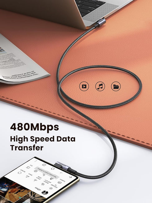 UGREEN Right Angle USB C to USB C Cable, 60W USB C Fast Charging Cable 90 Degree Compatible with iPhone 15/15 Plus/15 Pro, MacBook Pro, iPad Pro, ...
