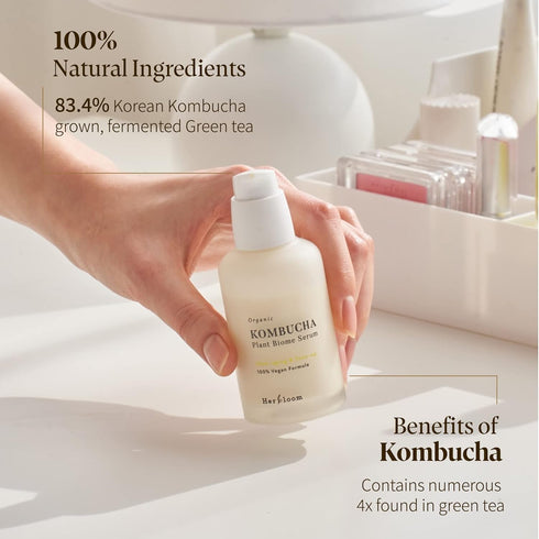 Herbloom Organic Kombucha Biome Serum - Deep Moisturizing and Hydrating Serum, Ceramide and Triple Hyaluronic Acid, Non Sticky, Korean Essence, Ve...