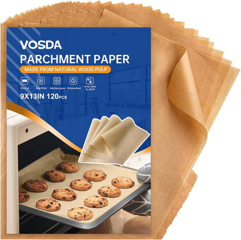 Parchment Paper Sheets for Baking 9-13 IN Precut Non-Stick Parchment Paper Unbleached Baking Sheet Paper for Air Fryer,Baking,Sandwich,Grilling,St...