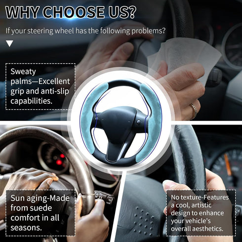 Evankin Tesla Model3 Steering Wheel Cover?Suede car Accessory for Women and Men?Easy to Install?Breathable & Non-Slip for Tesla Steering Wheel Cov...