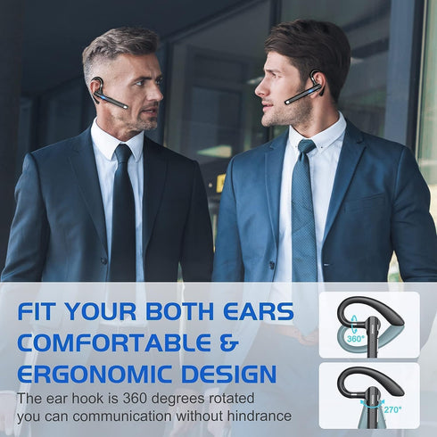 Bluetooth Earpiece for Phone Calls,Single Ear Wireless Headset with Noise Cancelling Mic,Hands-Free Earphones for Android iPhones,LED Display 500m...
