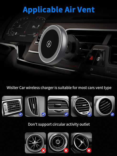 Magenetic Wireless Car Charger 15W for iPhone 13/13 Pro/13 Pro Max/13 Mini/12/12 Pro/ 12 Pro Max/12 Mini,Fast Charging Dashboard Air Vent Car Moun...