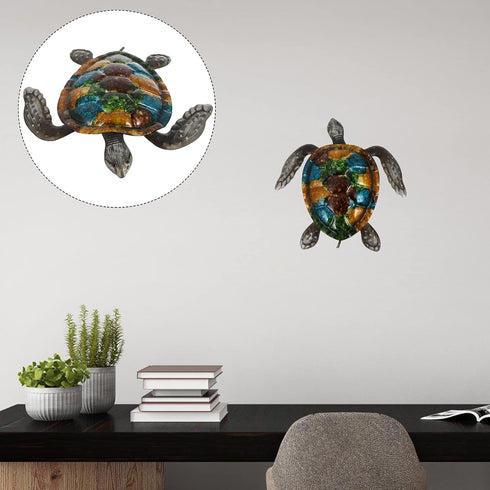 NUOBESTY Turtle Statue Outdoor Metal Turtle Wall Decor Sea Turtle Hanging Wall Art Iron Tortoise Sculpture Ocean Decoration for Home Bedroom Garde...