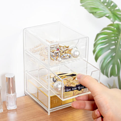 Small Desk Organizer with Drawer, Desktop Organization for Office Supplies, Jewelry Storage Box...