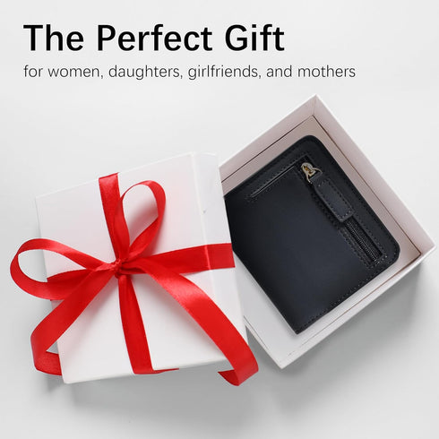 Gostwo Small Wallet for Women, Slim Bifold Credit Card Holder, Compact RFID Blocking Cash Wallet, Billfolds Thin Leather Zipper Pocket, Mini Walle...