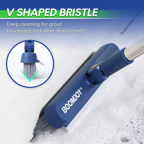 BOOMJOY Grout Brush with Long Handle, Grout Cleaner for Tile Floors, Hard Bristle Crevice Cleaning Brush, Floor Scrubber for Tile Grout Line, Show...