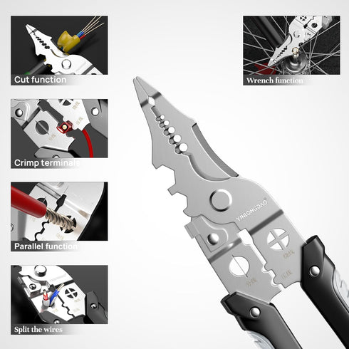 10-in-1 Multifunctional Wire Stripper Tool, 8 inch Wire Crimping Tool, Professional Electrical Cable Cutter Pliers for Stripping Cutting and Crimp...