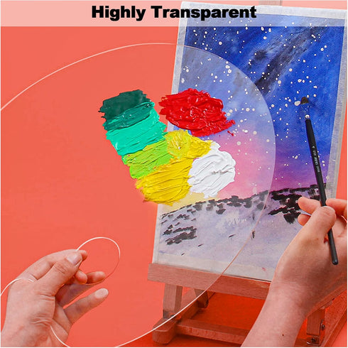4PCS Paint Pallet Clear Premium Acrylic Paint Palette, Easy Clean Transparent Non-Stick Acrylic Pallet, for Oil Watercolor DIY Craft Paint Tray Pa...