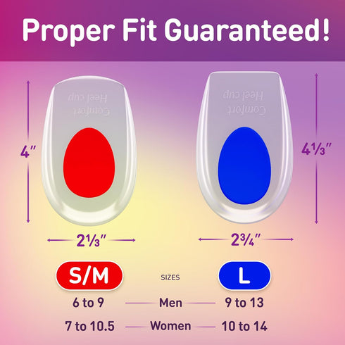 Heel Cups for Heel Pain Relief - Heel Cups for Plantar Fasciitis Women & Men - Gel Heel Cup - Cushion Insert for Shock Absorption - Silicone Heel ...