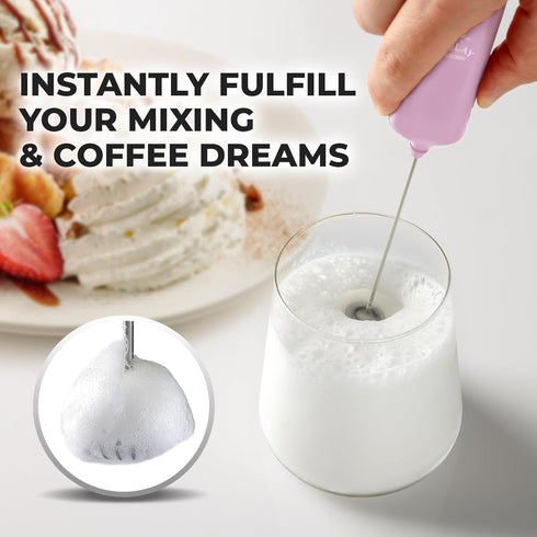 Zulay Kitchen Powerful Mini Milk Frother Handheld - Electric Hand Mixer - Portable Frother Wand for Coffee - Small Drink Blender for Lattes, Cappu...