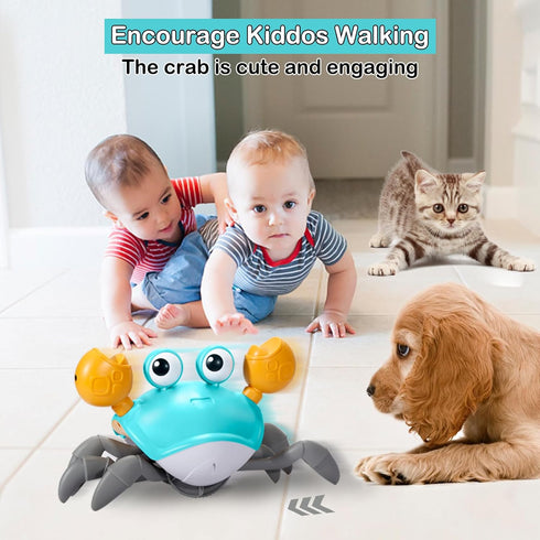 Crawling Crab Baby Toy Gifts Infant Tummy Time Toys Build in Rechargeable Battery,Baby Toys with Music and LED Light for 0-6 6-12 1-3 4+ Year Old ...