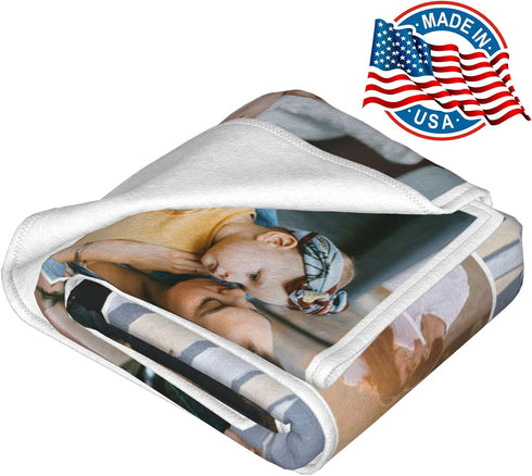 Custom Blankets with Photos Collage Personalized Throw Blankets with Picture and Text Soft Flannel Blankets Bed Throws Gift for Baby Kid Family Fr...
