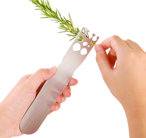 Herb Stripper Stainless Steel Kitchen Herb Leaf Stripping Tool Metal Herb Pealer LooseLeaf Kale Razor for Kale, Chard, Collard Greens, Thyme, Basi...