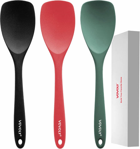 Upgrade Silicone Spatula Spoon Set,VOVOLY Heat Resistant Rubber Spoonula, Seamless Non-Stick Flexible Scrapers for Baking Mixing Tool,3 Pack,...
