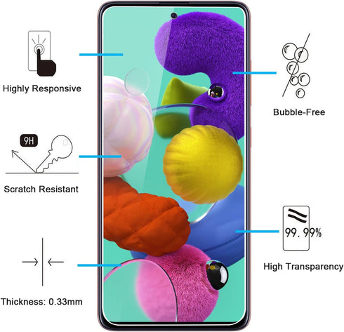 NEW'C [3 Pack Designed for Samsung Galaxy A51 Screen Protector Tempered Glass, Case Friendly Anti Scratch Bubble Free Ultra Resistant......